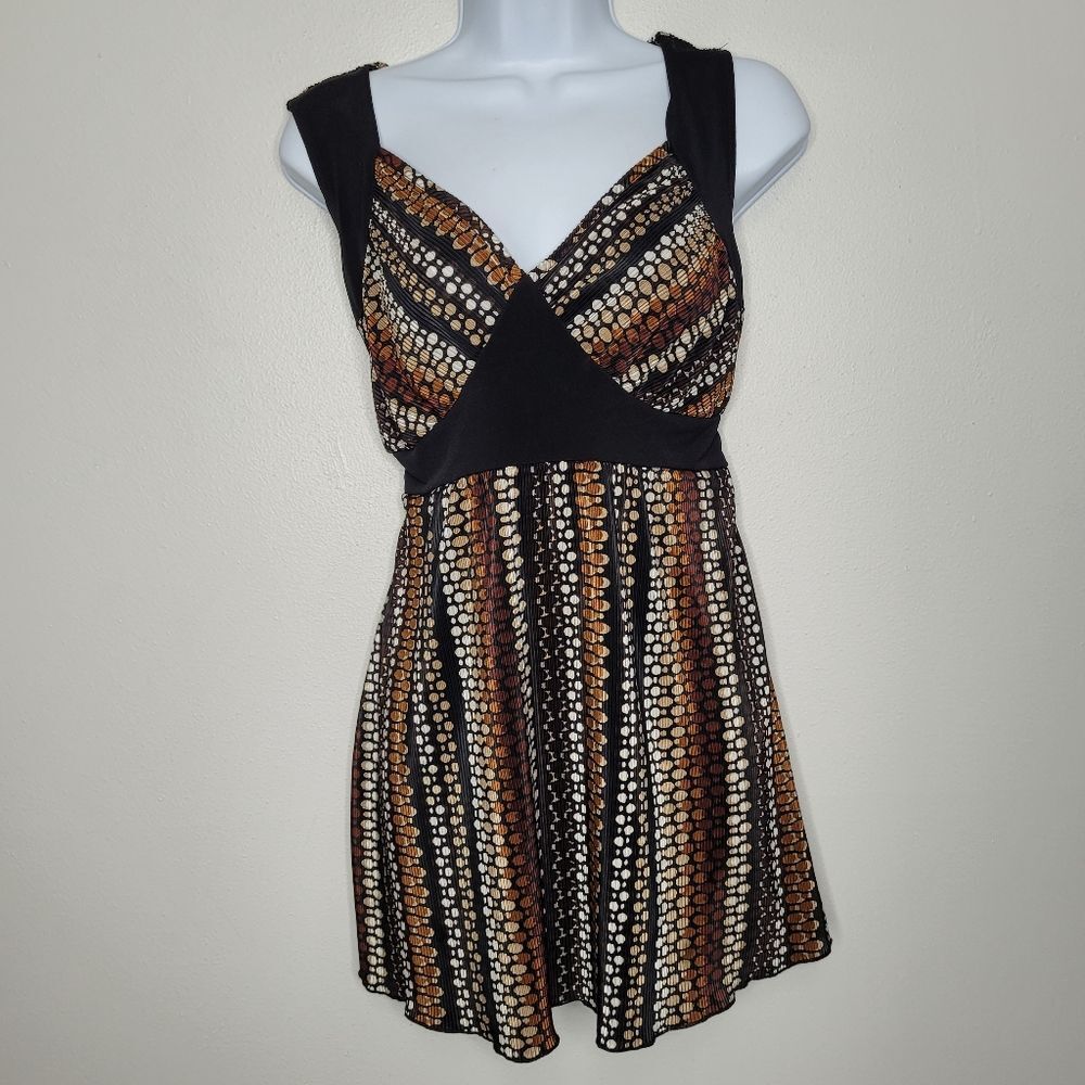 vintage y2k 90s brown black tie back retro babydoll going out top size small